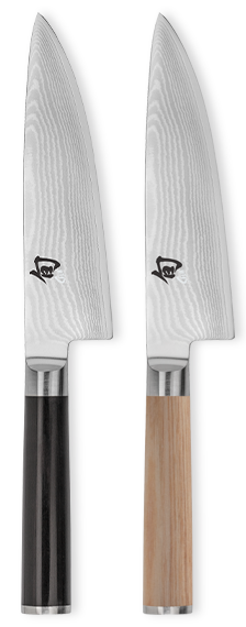 Profile image of two Classic 6" Chef's Knives - one blonde-handled, the other ebony-handled.