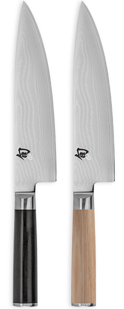 Profile image of two Classic 8" Chef's Knives - one blonde-handled, the other ebony-handled.